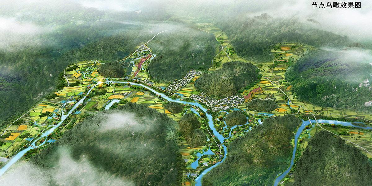 貴定擺龍河國家濕地公園節(jié)點鳥瞰圖 貴定擺龍河國家濕地公園節(jié)點鳥瞰圖